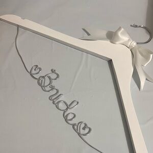 Bride Hanger with Silver Wire and white bow
